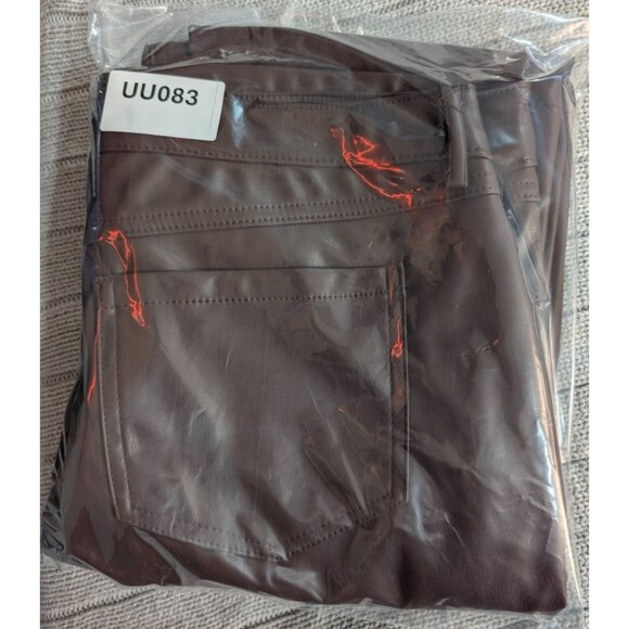 Forever 21 Pants Womens Large Brown Faux Leather Flared Trouser - Picture 9 of 9